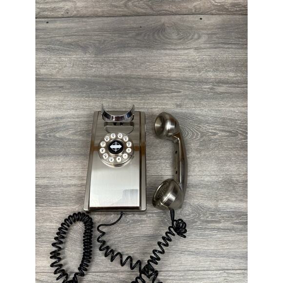 CROSLEY Vintage Style Numeric Stainless Steel Wall Phone Mount Telephone CR55 - Picture 3 of 8